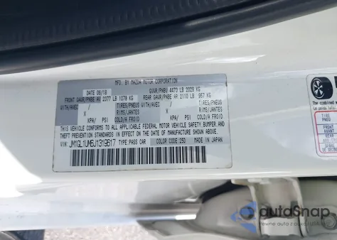 2018 Mazda Mazda6 Sport z USA, uszkodzony, nr VIN JM1GL1UM6J1319617